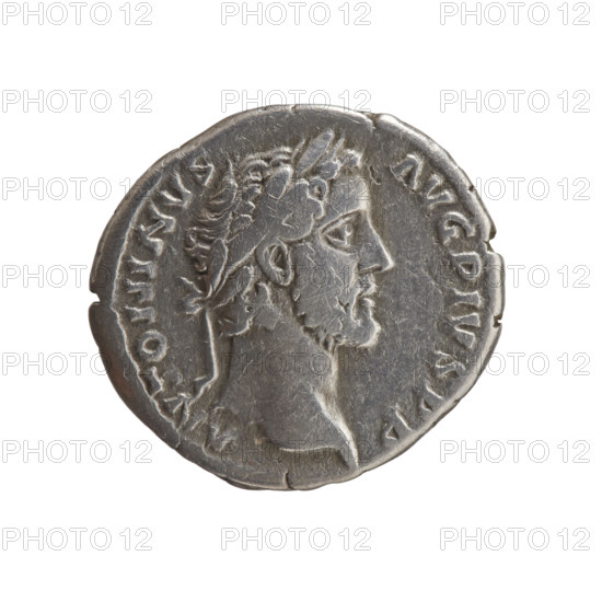 Denarius of Antoninus Pius (86–161; Roman emperor 138–161), c. 140–144. Obverse: Head of Antoninus Pius in a laurel wreath facing right, inscription ANTONINVS · AVG · PIVS · PP. Reverse: Clementia seated left, holding a patera in her outstretched right hand and a long scepter in her left, inscription TR · POT · COS · III. Iconography includes scepters, personification (Clementia), paterae. Roman coin; diameter approx. 16.5–17.5 mm, weight 3.30 g, axis 180°.