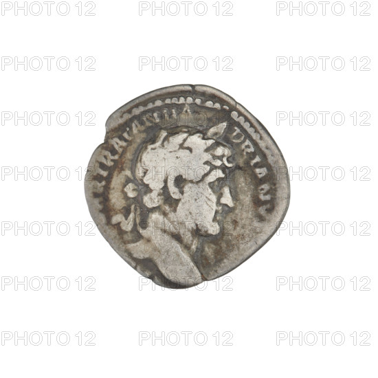 Denarius, Hadrian (76–138; Roman emperor 117–138). Obverse: bust of Hadrian right, laurel wreath in hair; rim inscription TRAIANHADRIAN. Reverse: Libertas seated left, wearing a long robe with draperies, holding a branch in her right hand and a scepter in her left; rim inscription PM TR P COS III; legend LIB PVB. Date: 119–122. Place: Rome, Roman Empire (27 BC–476). Coin; weight 2.95 g.
