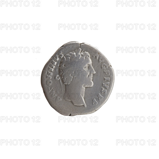 Denarius, Antoninus Pius (86–161; Roman emperor 138–161), issuer: Antoninus Pius — obverse: head of Antoninus Pius in a laurel wreath facing right, legend ANTONINVS · AVG · PIVS · PP; reverse: Clementia seated left, holding a patera in her outstretched right hand and a long scepter in her left, legend TR POT · COS III; date: 140–144; culture/place: Roman Empire, Rome; object type: coin; materials/measurements: diameter 16.5–17.5 mm, weight 2.82 g, axis 180°.