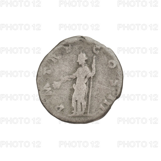 Denarius, Hadrian (76–138; Roman emperor 117–138). Obverse: bust of Hadrian right, laurel wreath in hair; rim inscription IMPCAESARTRAIANHADRIANOAVG. Reverse: Pax standing left, dressed in a long robe with draperies, holding a branch in her right hand and an elongated vertical scepter in her left; rim inscription PM TR P COS III. Date: 119–122. Rome, Roman Empire (27 BC–476). Coin, weight 3.03 g.