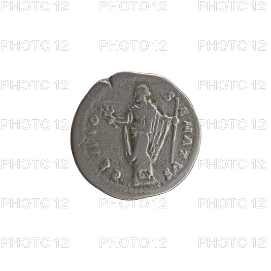 Denarius, Antoninus Pius (86–161; Roman emperor 138–161), obverse: head of Antoninus Pius uncovered to the right, inscription ANTONINVS AVG PI V, PP TR P COS III; reverse: Genius of the Roman Senate in a toga standing to the left, holding a branch in his outstretched right hand and a long scepter in his outstretched left hand, inscription GENIO S ENATVS; iconography: branches, personifications, scepters, Genius (personification), Roman Senate; date: 140–144; Roman Empire; Rome; coin; diameter 17.5–18.0 mm; weight 3.10 g; axis 30 degrees.