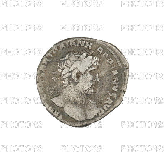 Denarius, Hadrian (76–138; Roman emperor 117–138). Obverse: bust of Hadrian right, laurel wreath in hair; rim inscription: IMPCAESARTRAIANHADRIANVSAVG. Reverse: Fortuna standing left, wearing a long robe with draperies, holding a ship's rudder in her right hand and a cornucopia in her left; rim inscription: PM TR P COS III. Date: 119–122. Rome, Roman Empire (27 BC–476). Coin; weight 3.00 g.