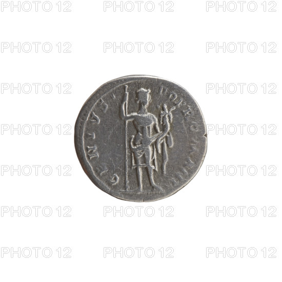 Denarius of Antoninus Pius (86–161; Roman emperor 138–161), 140–144. Obverse: head of Antoninus Pius uncovered to the right, legend ANTONINV AVG PIV PP TR P COS III. Reverse: Genius of the Roman People standing frontally, head turned right, holding a long scepter in his right hand and a cornucopia in his left, legend GENIVS POP ROMANI. Roman Empire (27 BC–476), Rome. Coin; diameter 16.5–17.0 mm, weight 3.76 g, axis 180°.