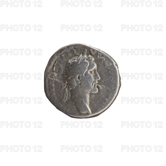 Denarius of Antoninus Pius (86–161; Roman Emperor 138–161). Obverse: Head of Antoninus Pius in a laurel wreath facing right, inscription ON INV? - VS PP TR (around). Reverse: Container (modius) with two ears of corn and two poppy heads, inscription ANNO - NA AVG. Date: 140–144. Roman Empire, Rome. Coin: silver denarius; diameter 17.0 mm; weight 2.89 g; axis 195°. Iconography: ears of corn, poppy heads, modius; subject/maker: Antoninus Pius (issuer).