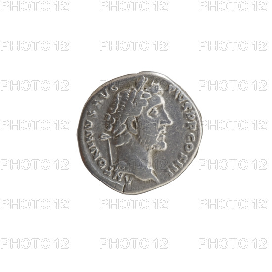 Denarius, Antoninus Pius (86–161; Roman emperor 138–161) — obverse: head of Antoninus Pius in a laurel wreath facing right, inscription ANTONINVS AVG PIVS PP COS III; reverse: Virtus standing left holding a spear with the head down in his right hand and a dagger (parazonium) in his left, inscription RTVS AVG; iconography: personifications, Virtus standing with a spear and parazonium; date: 140–144; culture: Roman Empire (27 BC–476), Rome; object type: coin; material: silver; dimensions: diameter 16.5–17.5 mm, weight 3.38 g, axis 0 degrees.