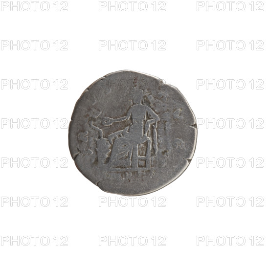Denarius of Antoninus Pius (86–161; Roman emperor 138–161), issuer: Antoninus Pius. Obverse: head of Antoninus Pius in a laurel wreath facing right, inscription ANTONINVS AVG PI - P TR P COS III (circumferential). Reverse: Salus seated on a throne facing left, holding a patera in her right hand above an altar around which a snake is coiled, inscription SALVS - AVG (circumferential). Iconography: personifications, altars, snakes, paterae. Date: 140–144. Culture: Roman Empire. Place: Rome. Object type: coin (denarius). Dimensions: diameter 17.0–17.5 mm, weight 3.12 g, axis 180°.