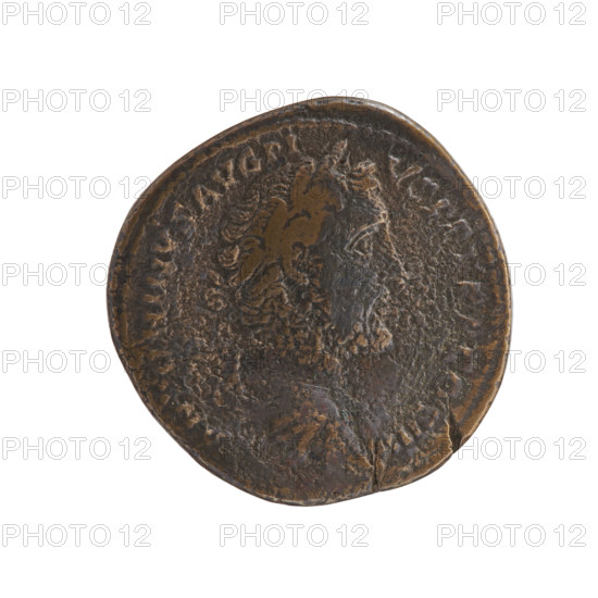 Sestertius, Antoninus Pius (86–161; Roman emperor 138–161). Obverse: Bust of Antoninus Pius in a laurel wreath and cloak (paludamentum) facing right, inscription 'ANTONINVS AVG PI - VS PP, COS III'. Reverse: Annona stands to the right; in her lowered right hand she holds ears of corn above a modius, in her left hand a cornucopia above a ship's prow, inscription 'ANNO - NA AVG' and 'SC'. Iconography: personifications, ears of corn, modius, cornucopias, ship's prow; motif: bust of Antoninus Pius in laurel wreath and paludamentum. Date: 140–144. Roman Empire, Rome. Coin: bronze, diameter 32.0–33.0 mm, weight 21.10 g, axis 30°.