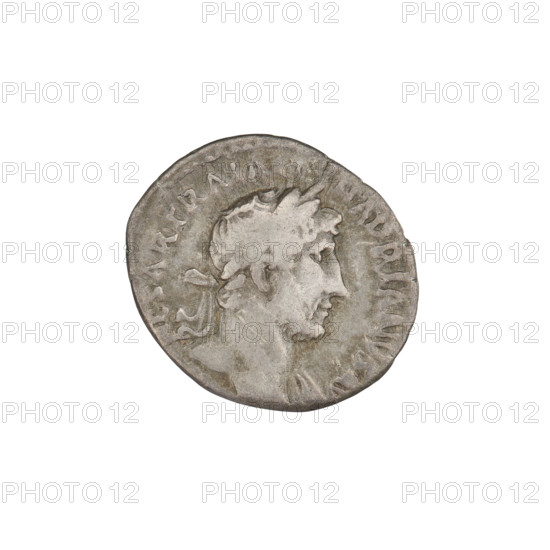 Denarius, Hadrian (76–138; Roman emperor 117–138). Obverse: bust of Hadrian right, laurel wreath in hair; rim inscription: IMPCAESARTRAIANHADRIANVS. Reverse: Liberalitas (personification) seated left on a platform, holding a tessera in her right hand, with a citizen/Hadrian standing in front of the platform; rim inscription: COS III; field inscription: LIBERALAVG III. Dated 119–122. Rome, Roman Empire (27 BC–476). Coin; weight 2.85 g.