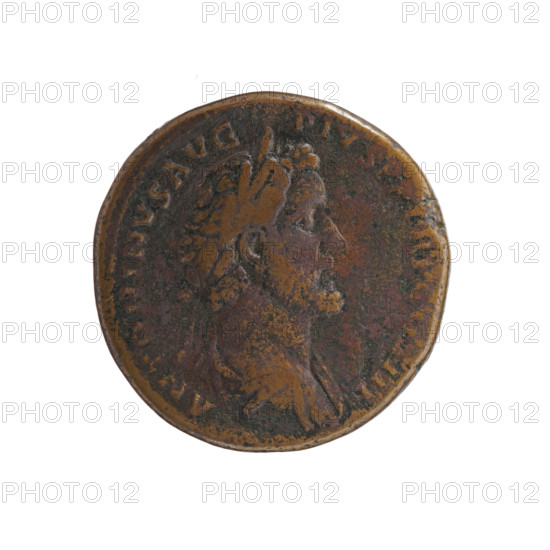 Sestertius, Antoninus Pius (86–161; Roman emperor 138–161), obverse: bust of Antoninus Pius in a laurel wreath and a cloak (paludamentum) facing right with inscription ANTONINVS AVG - PIVS PP TR P COS III; reverse: Apollo stands frontally, head turned left, holding a patera in his outstretched right hand and a lyre in his left with inscription APOLLINI - AVGVSTO, fields S - C; date: 140–144; Roman Empire (27 BC–476), Rome; coin; diameter 30.0–31.0 mm, weight 22.16 g, axis 0°.