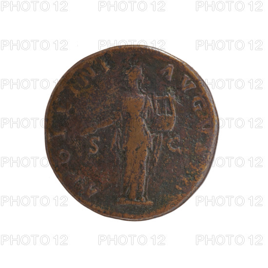 Sestertius, Antoninus Pius (86–161; Roman emperor 138–161), obverse: Bust of Antoninus Pius in a laurel wreath and a cloak (paludamentum) facing right, inscription ANTONINVS AVG - PIVS PP TR P COS III all around; reverse: Apollo stands frontally, head turned left, holding a patera in his outstretched right hand and a lyre in his left, inscription APOLLINI - AVGVSTO all around, field marks S - C, dated 140–144. Roman Empire (27 BC–476), Rome. Coin; diameter 30.0–31.0 mm, weight 22.16 g, axis 0°.