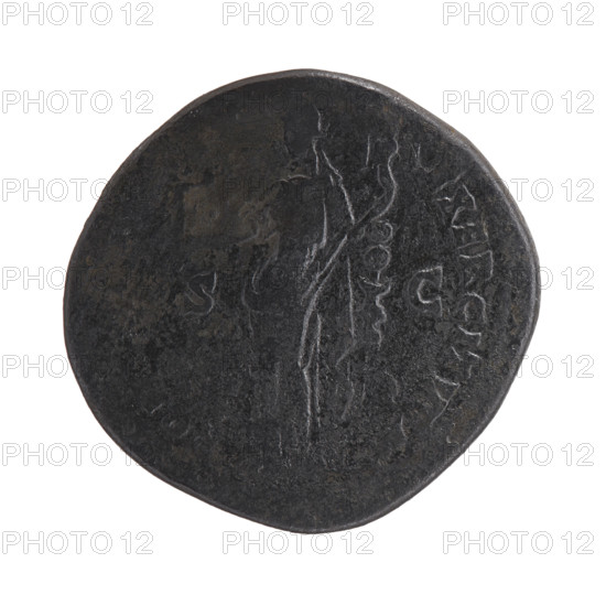 Sestertius of Antoninus Pius (86–161; Roman emperor 138–161). Obverse: head of the emperor in a laurel wreath to the right, inscription ONINVS AVG PI - VS PP TR P CO, all around. Reverse: Concordia stands left; in her outstretched right hand she holds Victoria, in her left hand a legionary sign, inscription CONCO- EXERCITVVM all around, fields marked S - C. Dated 140–144. Roman Empire (27 BC–476), Rome. Coin; diameter 33.5–34.5 mm, weight 26.30 g, axis 0°.