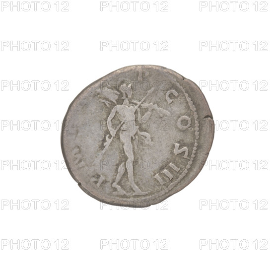 Denarius, Hadrian (76–138; Roman emperor 117–138). Obverse: Bust of Hadrian with laurel wreath facing right; rim inscription IMPCAESARTRAIANHADRIANVSAVG. Reverse: Mars striding right with a spear in his right hand and a trophy on his left shoulder; rim inscription PM TR P COS III. Date: 119–122. Rome, Roman Empire (27 BC–476). Coin; weight 3.15 g.