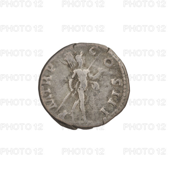 Denarius of Hadrian (AD 119–122). Obverse: Laureate bust of Hadrian facing right; rim inscription 'IMP CAESAR TRAIAN HADRIANUS AVG.' Reverse: Mars striding right with a spear in his right hand and a trophy on his left shoulder; rim inscription 'PM TR P COS III.' Roman Empire; Rome. Coin; weight 2.90 g.