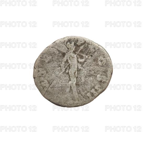 Denarius of Hadrian (76–138; Roman emperor 117–138). Obverse: bust of Hadrian with laurel wreath facing right; rim inscription IMPCAESARTRAIAN. Reverse: Mars striding right with a spear in his right hand and a trophy on his left shoulder; rim inscription COS III. Dated 119–122. Rome, Roman Empire (27 BC–476). Coin; weight 2.45 g.