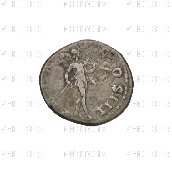 Denarius of Hadrian (r. 117–138). Obverse: bust of Hadrian with laurel wreath facing right; rim inscription IMP CAESAR TRAIAN HADRIANVS AVG. Reverse: Mars striding right with a spear in his right hand and a trophy on his left shoulder; rim inscription PM TR P COS III. Date: 119–122. Rome, Roman Empire. Coin; weight 3.47 g.