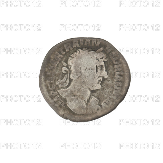 Denarius, Hadrian (76–138; Roman emperor 117–138). Obverse: Bust of Hadrian with laurel wreath facing right; rim inscription: IMPCAESARTRAIANHADRIANVSAVG. Reverse: Mars striding right with a spear in his right hand and a trophy on his left shoulder; rim inscription: PM TR P S III. Date: 119–122. Rome, Roman Empire (27 BC–476). Coin; weight 2.23 g.