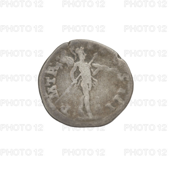Denarius of Hadrian (76–138; Roman emperor 117–138). Obverse: bust of Hadrian with laurel wreath facing right; rim inscription IMPCAESARTRAIANHADRIANVSAVG. Reverse: Mars striding right with a spear in his right hand and a trophy on his left shoulder; rim inscription PM TR P S. Date: 119–122. Rome, Roman Empire (27 BC–476). Coin; weight 2.23 g.