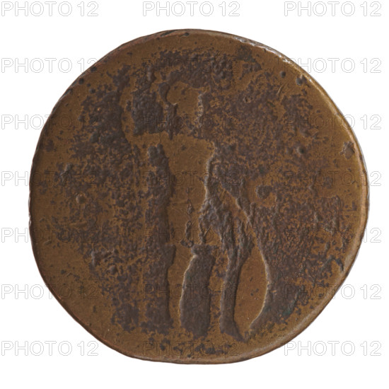 Sestertius of Antoninus Pius (86–161; Roman emperor 138–161). Obverse: head of the emperor in a laurel wreath facing right; legend A•ONINVS•AVG•PIVS•II. Reverse: Mars stands right, holds a spear in his raised right hand, rests his left hand on a shield standing on the ground; legend VLTORI • IN • SC. Date: 140–144. Roman Empire, Rome. Coin; diameter 31.5–32.0 mm, weight 20.95 g, axis 0°.