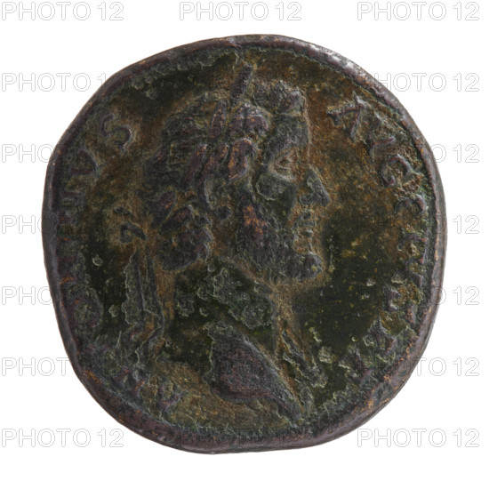 sestertius, Antoninus Pius (86–161; Roman emperor 138–161), issuer: Antoninus Pius — iconography: personifications; obverse: head of the emperor in a laurel wreath facing right, inscription ANTONINVS·AVG·PIVS·PP; reverse: Securitas seated on a throne facing left, holding a short scepter in his right hand and supporting his head with his left, inscription SECVRITAS; legend/mintmark OS II; control marks in fields S·C; struck 139, Rome, Roman Empire (27 BC–476); coin; diameter 30.5–32.0 mm; weight 22.30 g; axis 180°.