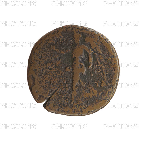 Sestertius, Antoninus Pius (86–161; Roman Emperor 138–161), issuer: Antoninus Pius. Obverse: head of Antoninus Pius in a laurel wreath to the right, legend ANTONINVS AVG PI-VS PP TR P COS III. Reverse: Victoria walking to the left, holding a wreath in her outstretched right hand and a palm branch in her left, with letters RI-TA, /, - C in fields. Date: 143–144. Roman Empire, Rome. Coin; diameter 30.5–31.0 mm, weight 19.90 g, axis 30°.