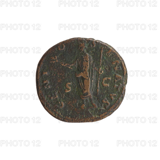 dupondius, Antoninus Pius (86–161; Roman emperor 138–161) (issuer). Obverse: Head of Antoninus Pius with radiant crown facing right, inscription ANTONINVS AVG PI-VS PP TR P COS III. Reverse: Genius of the Roman Senate standing left, holding a branch in his right hand and a scepter in his left, inscription GENI-O-S-ENATVS, in SC. Date: 140–144. Place: Rome, Roman Empire. Medium: coin (dupondius). Diameter: 25.5–27.5 mm. Weight: 13.39 g. Axis: 0°.