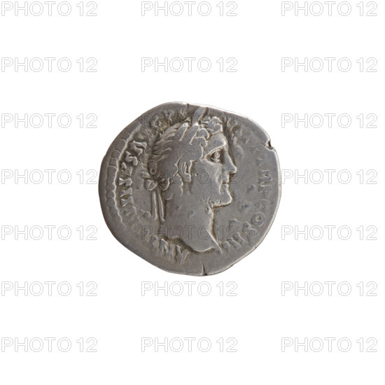 Denarius, Antoninus Pius (86–161; Roman Emperor 138–161), issuer; obverse: head of Antoninus Pius in a laurel wreath facing right, inscription 'ANTONINVS A G PI - VS PP TR P COS III'; reverse: Victoria standing left, holding a wreath in her right hand and a palm branch in her left, inscription 'IMPER A - TOR II'; subject/personifications: Victoria, palm branches, wreaths; date: 143–144; culture/place: Roman Empire, Rome; medium/function: coin (denarius); dimensions: diameter 16.5–17.5 mm, weight 2.70 g; axis 180 degrees.