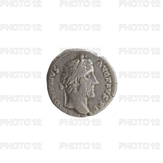 Denarius of Antoninus Pius (86–161; Roman emperor 138–161), issuer: Antoninus Pius. Obverse: head of the emperor in a laurel wreath facing right, inscription 'ANTONINVS • AVG • PIVS • P P' all around. Reverse: Pax (personification) standing left, holding a branch in his right hand and a cornucopia in his left, inscription 'COS III • DES IIII' all around. Roman Empire, Rome, coin. Diameter 16.5–17.0 mm, weight 3.10 g, axis 150°.