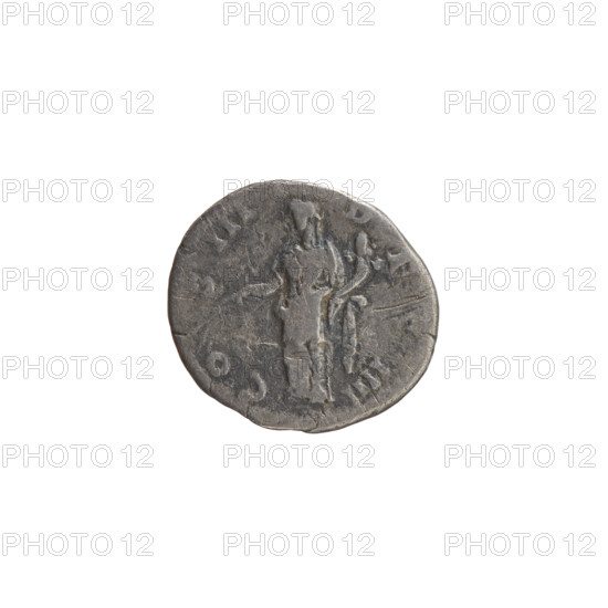 Denarius, Antoninus Pius (86–161; Roman emperor 138–161), issuer: Antoninus Pius — iconography: head of the emperor in a laurel wreath facing right, inscription 'ANTONINVS AVG PIVS' all around; reverse: Pax standing left, holding a branch in his right hand and a cornucopia in his left, inscription 'COS III · DES IIII' all around. Date: 144. Culture: Roman Empire (27 BC–476), Rome. Object type: coin. Measurements: diameter 16.0–17.5 mm, weight 2.30 g, axis 180°.
