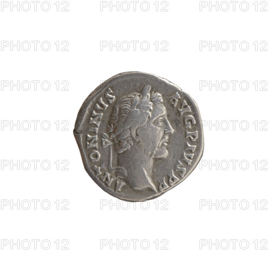 Denarius of Antoninus Pius (reigned 138–161). Obverse: head of Antoninus Pius in a laurel wreath facing right, legend ANTONINVS · AVG · PIVS · PP. Reverse: Aequitas standing left, holding scales in her outstretched right hand and a long scepter in her left, legend COS · IIII. Roman Empire, struck 145–161. Silver coin; diameter 18.0 mm; weight 3.10 g; axis 180°.