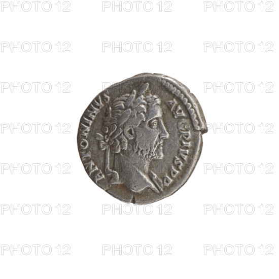 Denarius of Antoninus Pius (86–161; Roman emperor 138–161), obverse: head of Antoninus Pius in a laurel wreath, with drapery on the left shoulder, to the right, inscription ANTONINVS • AVG • PIVS • PP; reverse: Aequitas (personification) standing left, holding scales in her outstretched right hand and a staff (pertica) in her left, inscription C • OS • IIII around. Date: 145–161. Roman Empire, Rome. Coin; diameter 17.0–18.0 mm, weight 3.02 g, axis 180°.