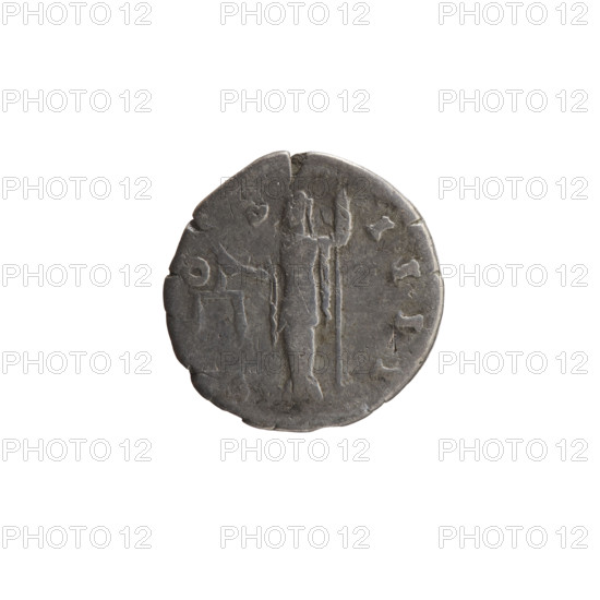 Denarius of Antoninus Pius (ruled 138–161 CE). Obverse: Head of Antoninus Pius in a laurel wreath facing right, legend 'ANTONINVS AVG PIVS PP'. Reverse: Aequitas standing left, holding scales in her outstretched right hand and a staff (pertica) in her left; legend 'C OS - IIII'. Date: 145–161 CE. Place: Rome, Roman Empire. Medium: Coin (denarius). Diameter: 17.5 mm. Weight: 2.57 g. Axis: 195°.