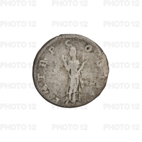 Denarius, Hadrian (76–138; Roman emperor 117–138). Obverse: bust of Hadrian with laurel wreath facing right; rim inscription: IMPCAESARTRAIANHADRIANVSAVG. Reverse: Pietas (personification) stands upright wearing a long dress, both arms raised; rim inscription: PM TR P COS III. Dated 119–122. Rome, Roman Empire (27 BC–476). Coin; weight 2.85 g.