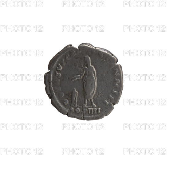 Denarius of Antoninus Pius (86–161; Roman emperor 138–161). Obverse: Head of the emperor with a laurel wreath facing right, inscription NTONINVS - AVG PIVS PP. Reverse: Emperor in toga and veil standing left, holding a patera above a tripod in his right hand and a scroll in his left, inscription VOTA SVSCE… ENN III; episode COS IIII, 157–159. Roman Empire (27 BC–476), Rome. Coin; diameter 17.0–18.0 mm, weight 3.02 g, axis 180°.