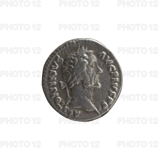 Denarius (forgery) of Antoninus Pius (86–161; Roman emperor 138–161). Obverse: head of the emperor with a laurel wreath facing right, legend ANTONINVS · AVG · PIVS · PP. Reverse: the emperor in a toga and veil stands left, right hand holding a patera above a tripod with a bull lying behind, left hand holding a scroll, legend VOTA · SOL · DEC · II. Iconography includes emperor with veil, bulls, tripods, scrolls, paterae, veils. Date (for the original): c. 157–159. Culture: Roman Empire. Type: coin, counterfeit. Diameter: 17.0–17.5 mm. Weight: 2.92 g. Axis: 15°.