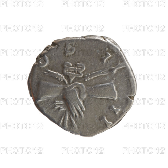 Denarius, Antoninus Pius (86–161; Roman emperor 138–161), caduceus, ears of corn; obverse: Head of Antoninus Pius in a laurel wreath facing right, inscription ANTONINVS·AVG·PIVS·PP; reverse: Two hands clasped together holding a winged caduceus and ears of corn, inscription OS II·II around. Date: 145–161 CE, Roman Empire, Rome. Coin; diameters 17.0 mm and 18.0 mm, weight 3.30 g, axis 0°.