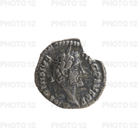 Denarius of Antoninus Pius (86–161; Roman Emperor 138–161), c. 145–161. Obverse: Head of Antoninus Pius in a laurel wreath facing right, legend 'ANTONINVS AVG PIVS PP'. Reverse: Two hands clasped together holding a winged caduceus and ears of corn, legend 'COS II'. Iconography: caduceus, ears of corn; hands joined on a caduceus and ears of corn (right hand). Roman Empire (27 BC–476), Rome. Coin: silver denarius; diameter 17.0 mm; weight 2.92 g; axis 180°.