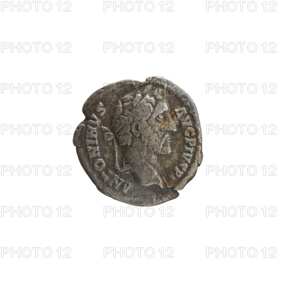 Denarius of Antoninus Pius (86–161; Roman Emperor 138–161), c. 145–161. Obverse: head of Antoninus Pius in a laurel wreath facing right, inscription ANTONINVS · AVG · PIVS · PP. Reverse: two hands clasped together holding a winged caduceus and ears of corn; inscription C·OS·II·II. Roman Empire (27 BC–476), Rome. Coin; diameter 18.0 mm, weight 2.77 g, axis 180°.
