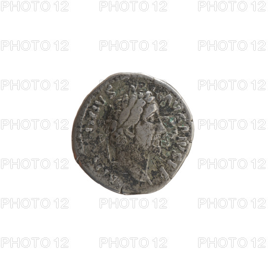 Denarius, Antoninus Pius (86–161; Roman Emperor 138–161), issuer; obverse: head of Antoninus Pius in a laurel wreath facing right, inscription ANT INVS AVG PIVS PP around; reverse: two hands clasped together holding a winged caduceus and ears of corn, inscription C O S II II around; iconography: caducei, hands joined on a caduceus, ears of corn, right hand; date c. 145–161; Roman Empire (27 BC–476), Rome; coin; diameter 18.0–18.5 mm; weight 3.25 g; axis 180°.