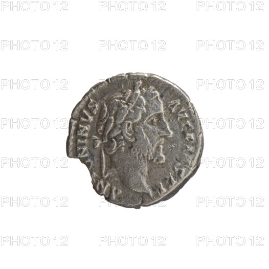 Denarius, Antoninus Pius (86–161; Roman emperor 138–161), c. 145–161. Obverse: Head of Antoninus Pius in a laurel wreath facing right, legend 'AN[N]IVS - AVG PIVS PP' (around). Reverse: Two hands clasped together holding a winged caduceus and ears of corn, legend 'C OS - IIII' (around). Iconography: caducei, hands joined on a caduceus and ears of corn; ears of corn, right hand. Roman Empire (27 BC–476), Rome. Coin: silver denarius; diameter 17.5 mm; weight 2.84 g; axis 180°.