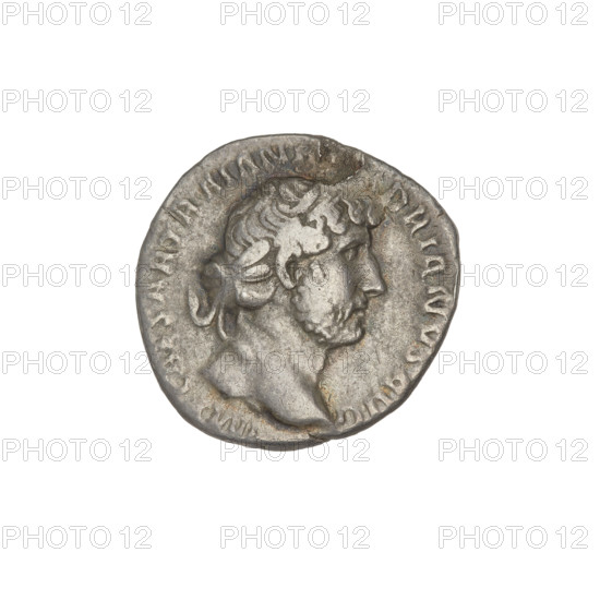 Denarius, Hadrian (76–138; Roman emperor 117–138). Obverse: Bust of Hadrian with laurel wreath facing right; rim inscription: IMPCAESARTRAIANHADRIANVSAVG. Reverse: Victoria flying right, wings raised, wearing a long robe, holding a trophy with both hands; rim inscription: PM TR P. Date: 119–122. Rome, Roman Empire (27 BC–476). Coin; weight 3.35 g.