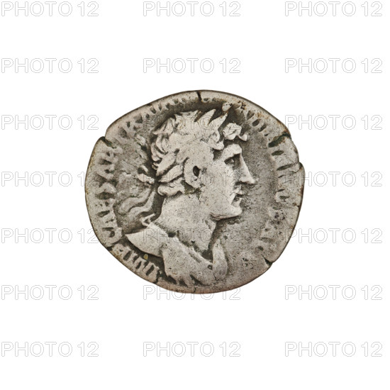 Denarius, Hadrian (76–138; Roman emperor 117–138). Obverse: bust of Hadrian with laurel wreath facing right; rim inscription 'IMPCAESARTRA'. Reverse: Victoria (personification) flying right, wings raised, wearing a long robe, holding a trophy with both hands; rim inscription 'PM TR P COS III'. Date: 119–122 CE. Place: Rome, Roman Empire. Material: coin. Weight: 3.27 g.