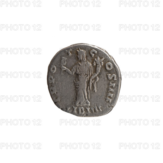 Denarius, Antoninus Pius (86–161; Roman emperor 138–161), issuer. Obverse: Head of Antoninus Pius in a laurel wreath facing right, legend NTONINVS - AVG PIVS PP. Reverse: Liberalitas standing left, holding an abacus in his right hand and a cornucopia in his left, legend TR PO - T - C - OS IIII (episode LIB IIII). Iconography: Liberalitas (personification), cornucopia. Date: 145–161 CE, Roman Empire (27 BCE–476 CE), Rome. Coin; diameter 17.0–18.0 mm, weight 3.31 g, axis 30°.