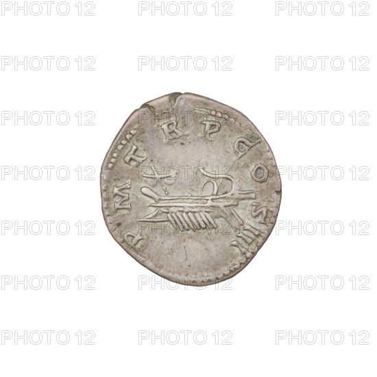 Denarius, Hadrian (76–138; Roman emperor 117–138). Obverse: Bust of Hadrian with laurel wreath facing right; rim inscription: IMPCAESARTRAIANHADRIANVSAVG. Reverse: Galley sailing left with oars and rudder; rim inscription: PM TR P COS III. Minted 119–122, Rome, Roman Empire (27 BC–476). Coin; weight 3.25 g.