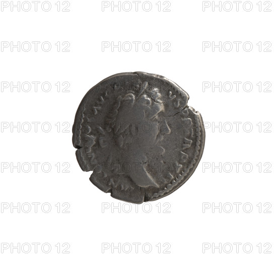 Denarius (hybrid), Antoninus Pius (86–161; Roman emperor 138–161), issuer: Antoninus Pius. Iconography: personifications, flowers, head of the emperor in a laurel wreath, Spes. Obverse: Head of Antoninus Pius in a laurel wreath facing right, legend ANTONINVS AVG - VST P P TR P XII (fragmentary). Reverse: Spes walking left, holding a flower in his right hand and lifting the hem of his robe with his left, legend O - S - I I (fragmentary). After 148 CE. Roman Empire (27 BC–476). Rome. Coin. Diameter 18.0–18.5 mm; weight 3.25 g; axis 180°.