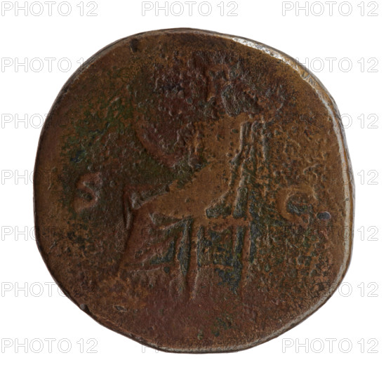 Sestertius, Antoninus Pius (86–161; Roman emperor 138–161) — obverse: head of Antoninus Pius with a laurel wreath facing right, inscription ANTONINVS AVG PI-VS PP TR P COS IIII; reverse: Securitas seated on a throne facing left, holding a scepter in his right hand and supporting his head with his left hand, in SC. Date: 145–161. Roman Empire, Rome. Coin; diameter 28.5 mm, weight 26.80 g, axis 0°.