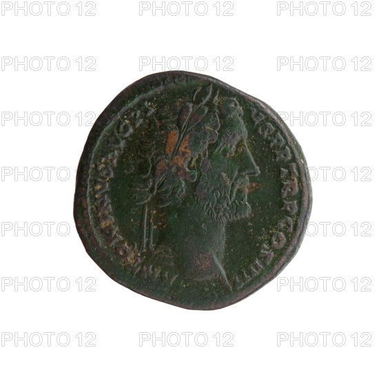 Sestertius, Antoninus Pius (86–161; Roman emperor 138–161) — obverse: head of Antoninus Pius with a laurel wreath facing right, legend 'ANTONINVS AVG PIVS PP TR P COS IIII'; reverse: Securitas seated on a throne facing left, holding a scepter in his right hand and supporting his head with his left hand, in SC; iconography includes personifications and scepters. Date: 145–161. Roman Empire, Rome. Coin (sestertius). Diameter: 30.0–31.0 mm. Weight: 23.55 g. Axis: 180°.
