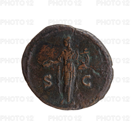 Antoninus Pius (86–161; Roman emperor 138–161), issuer. Obverse: Head of Antoninus Pius in a laurel wreath facing right, legend 'ANTONINVS AVG - VS PP TR P COS IIII' all around. Reverse: Apollo stands frontally with his head turned left, holding a patera in his right hand and a lyre in his left, without legend, in SC. Fields. Subject: Apollo (mythology), ancient deities; iconography: Antoninus Pius, lyre, patera. Date: 145–161. Culture: Roman Empire. Place: Rome. Object type: coin. Diameter: 25.0–28.0 mm. Weight: 10.70 g. Axis: 195 degrees.