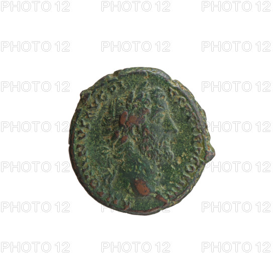 Antoninus Pius (86–161; Roman emperor 138–161), issuer. Obverse: Head of Antoninus Pius in a laurel wreath facing right, inscription ANTONINVS AVG PI-VS PP TR P COS IIII. Reverse: Apollo stands frontally with head turned left, holding a patera in his right hand and a lyre in his left, in SC. Date: 145–161. Culture: Roman Empire. Place: Rome. Object: coin. Materials/measurements: diameter 25.0–26.5 mm, weight 11.60 g, axis 30°. Subjects/icons: ancient deities (Apollo), Antoninus Pius iconography, lyre, patera.