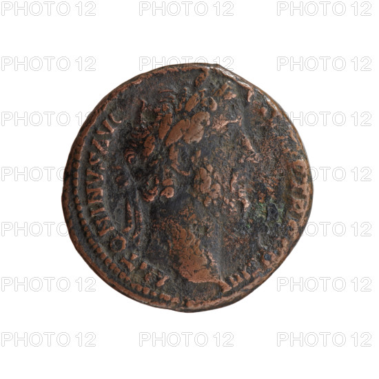 Antoninus Pius (86–161; Roman Emperor 138–161) — antoninianus coin. Obverse: head of Antoninus Pius in a laurel wreath facing right, inscription ANTONINVS AVG - P TR P COS IIII. Reverse: Securitas (personification) standing left, holding a long scepter in her right hand and supporting her left hand on a column, inscription SECVRITAS - PVBLICA, mint mark in exergue SC. Date: 145–161 CE, Roman Empire (27 BCE–476 CE), struck in Rome. Coin: diameter 25.5–26.0 mm, weight 10.45 g, axis 0°. Features: iconography includes personifications, scepters, columns; material: ancient Roman bronze coin.