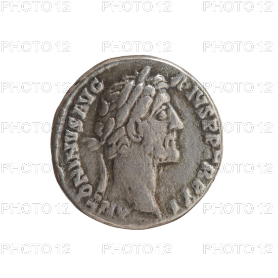 Denarius, Antoninus Pius (86–161; Roman emperor 138–161), obverse: head of the emperor in a laurel wreath facing right, inscription ANTONINVS AVG - PIVS PP TR P XI; reverse: Salus standing left, holding a patera above an altar around which a snake coils, and a rudder resting on a globe in her left hand, with C - , S - IIII around. Date: 147–148. Roman Empire (27 BC–476), Rome. Coin. Diameter 16.5–17.0 mm, weight 3.02 g, axis 180°.